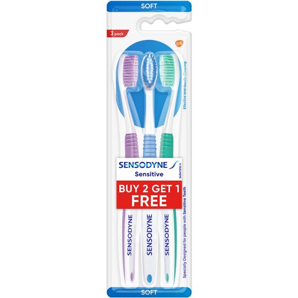 SENSODYNE SENSITIVE TOOTHBRUSH 2+1 ( FAMILY PACK)