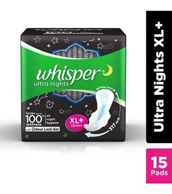 WHISPER MAXI NIGHTS XL+ 15 PADS